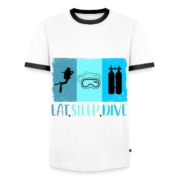 Plongeurs Plonger Apnée Plongée sport plongée - T-shirt contrasté Homme - blanc/noir - Devant - AI Model Female 172 light (172cm) & AI Model Male 178 dark (178cm)