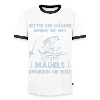 Angeln Fischen Sportfischer Angler Frauen Damen - Männer Kontrast-T-Shirt - Weiß/Schwarz - Vorne - AI Model Female 172 light (172cm) & AI Model Male 178 dark (178cm)