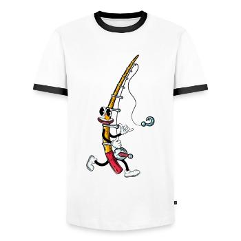 Angeln Angler Angel - Männer Kontrast-T-Shirt - Weiß/Schwarz - Vorne - AI Model Female 172 light (172cm) & AI Model Male 178 dark (178cm)