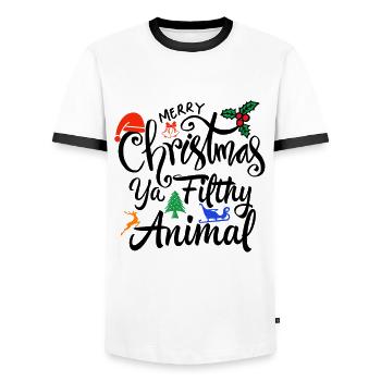 Noël, noël, noël, noël, noël, noël, noël, noël - T-shirt contrasté Homme - blanc/noir - Devant - AI Model Female 172 light (172cm) & AI Model Male 178 dark (178cm)