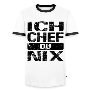 Ich Chef du nix - Selbstständige Arbeiter Chef - Männer Kontrast-T-Shirt - Weiß/Schwarz - Vorne - AI Model Female 172 light (172cm) & AI Model Male 178 dark (178cm)