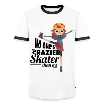 Skater Girl Rides Inliner Skates - T-shirt contrasté Homme - blanc/noir - Devant - AI Model Female 172 light (172cm) & AI Model Male 178 dark (178cm)