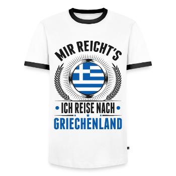 Griechenland Urlaub Rhodos Kreta Reise - Männer Kontrast-T-Shirt - Weiß/Schwarz - Vorne - AI Model Female 172 light (172cm) & AI Model Male 178 dark (178cm)