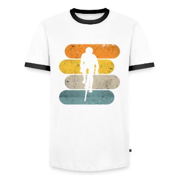 Vélo de route cycliste de route - T-shirt contrasté Homme - blanc/noir - Devant - AI Model Female 172 light (172cm) & AI Model Male 178 dark (178cm)