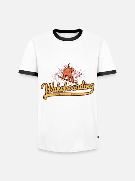 Wakeboard Wakeboarding Wakeboarder Wakeboarden - Männer Kontrast-T-Shirt - Weiß/Schwarz