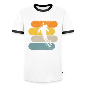 Skier - Men's Ringer Shirt - white/black - Front - AI Model Female 172 light (172cm) & AI Model Male 178 dark (178cm)