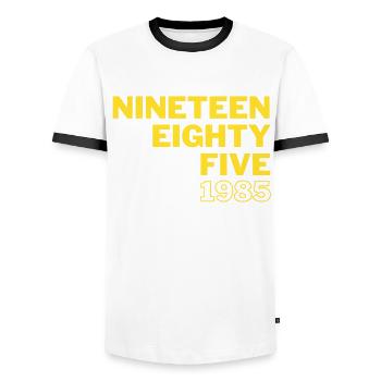 Vintage 1985 85 Birthday Retro Vintage Gift - Men's Ringer Shirt - white/black - Front - AI Model Female 172 light (172cm) & AI Model Male 178 dark (178cm)