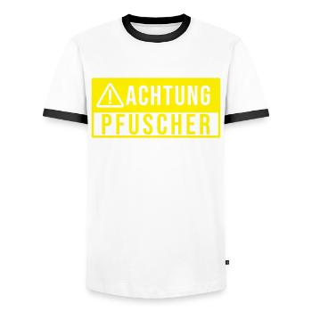 Achtung Pfuscher Pfuschen Pfusch - Männer Kontrast-T-Shirt - Weiß/Schwarz - Vorne - AI Model Female 172 light (172cm) & AI Model Male 178 dark (178cm)