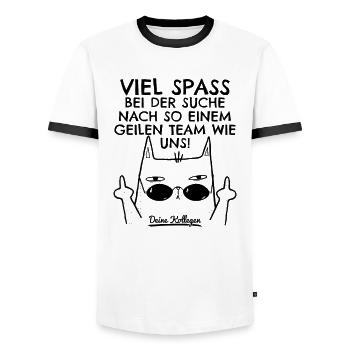 Jobwechsel Neuer Job Abschied Neue Arbeit Kollege - Männer Kontrast-T-Shirt - Weiß/Schwarz - Vorne - AI Model Female 172 light (172cm) & AI Model Male 178 dark (178cm)