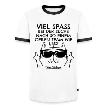 Abschied Kollege Neue Arbeit Jobwechsel Neuer Job - Männer Kontrast-T-Shirt - Weiß/Schwarz - Vorne - AI Model Female 172 light (172cm) & AI Model Male 178 dark (178cm)