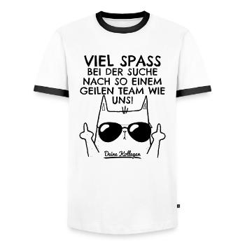 Neuer Job Abschied Neue Arbeit Kollege Jobwechsel - Männer Kontrast-T-Shirt - Weiß/Schwarz - Vorne - AI Model Female 172 light (172cm) & AI Model Male 178 dark (178cm)