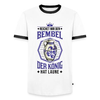 Bembel König Äppelwoi Äppler Apfelwein - Männer Kontrast-T-Shirt - Weiß/Schwarz - Vorne - AI Model Female 172 light (172cm) & AI Model Male 178 dark (178cm)