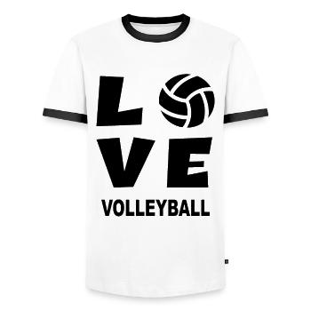 LOVE Volleyball - Volleyballer Beach Volleyball - Männer Kontrast-T-Shirt - Weiß/Schwarz - Vorne - AI Model Female 172 light (172cm) & AI Model Male 178 dark (178cm)