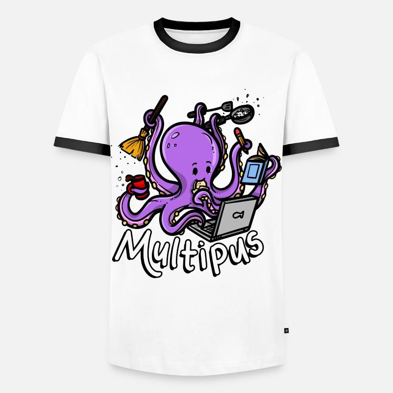 Multipus Multitasking Octopus - Men's Ringer Shirt - white/black