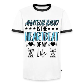 Amateur Radio Radio Radio Radio Radio Amateur Vintage - T-shirt contrasté Homme - blanc/noir - Devant - AI Model Female 172 light (172cm) & AI Model Male 178 dark (178cm)