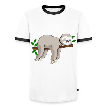 Savasana Faultier Yoga - Männer Kontrast-T-Shirt - Weiß/Schwarz - Vorne - AI Model Female 172 light (172cm) & AI Model Male 178 dark (178cm)