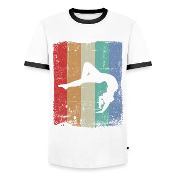 Gymnaste Handstand gymnastique gymnastique gymnastique - T-shirt contrasté Homme - blanc/noir - Devant - AI Model Female 172 light (172cm) & AI Model Male 178 dark (178cm)