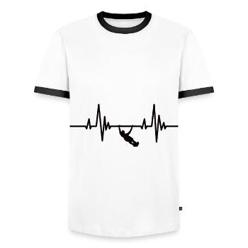 Bodybuilding Fitness Heartbeat Training ECG Sport - Men's Ringer Shirt - white/black - Front - AI Model Female 172 light (172cm) & AI Model Male 178 dark (178cm)