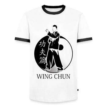 Wing Chun Wing Hard Kung Fu Martial Arts Combat Sp - Männer Kontrast-T-Shirt - Weiß/Schwarz - Vorne - AI Model Female 172 light (172cm) & AI Model Male 178 dark (178cm)