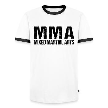 Le MMA - T-shirt contrasté Homme - blanc/noir - Devant - AI Model Female 172 light (172cm) & AI Model Male 178 dark (178cm)