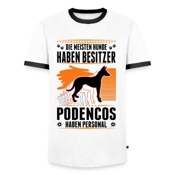 Podenco Personal Spanischer Windhund Ibizan Hound - Männer Kontrast-T-Shirt - Weiß/Schwarz - Vorne - AI Model Female 172 light (172cm) & AI Model Male 178 dark (178cm)