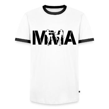 Le MMA - T-shirt contrasté Homme - blanc/noir - Devant - AI Model Female 172 light (172cm) & AI Model Male 178 dark (178cm)