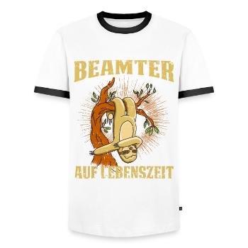 Beamter auf Lebenszeit. Faultier - Männer Kontrast-T-Shirt - Weiß/Schwarz - Vorne - AI Model Female 172 light (172cm) & AI Model Male 178 dark (178cm)