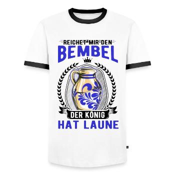 Bembel König Äppelwoi Äppler Apfelwein - Männer Kontrast-T-Shirt - Weiß/Schwarz - Vorne - AI Model Female 172 light (172cm) & AI Model Male 178 dark (178cm)