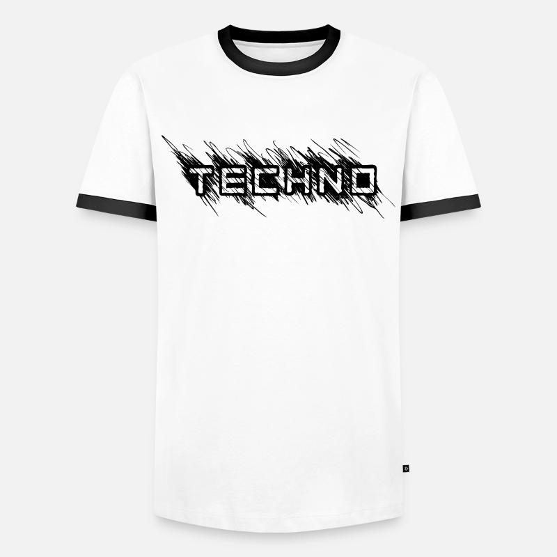 Techno - Männer Kontrast-T-Shirt - Weiß/Schwarz