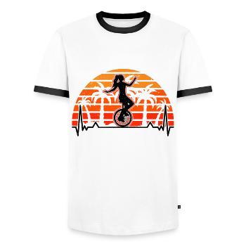 Unicycle Heartbeat Rétro Monocycle Rider Unicycle - T-shirt contrasté Homme - blanc/noir - Devant - AI Model Female 172 light (172cm) & AI Model Male 178 dark (178cm)