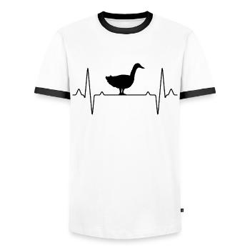 Goose Heartbeat - Men's Ringer Shirt - white/black - Front - AI Model Female 172 light (172cm) & AI Model Male 178 dark (178cm)