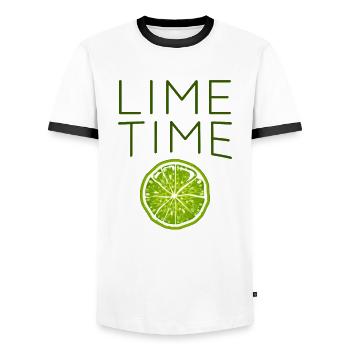 Lime - Men's Ringer Shirt - white/black - Front - AI Model Female 172 light (172cm) & AI Model Male 178 dark (178cm)
