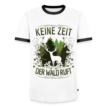 No time the forest calls deer autumn season - Men's Ringer Shirt - white/black - Front - AI Model Female 172 light (172cm) & AI Model Male 178 dark (178cm)