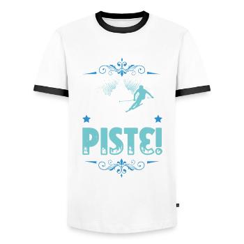 ab auf die piste - Männer Kontrast-T-Shirt - Weiß/Schwarz - Vorne - AI Model Female 172 light (172cm) & AI Model Male 178 dark (178cm)