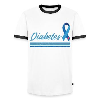 Sensibilisation au diabète de type 1 - T-shirt contrasté Homme - blanc/noir - Devant - AI Model Female 172 light (172cm) & AI Model Male 178 dark (178cm)