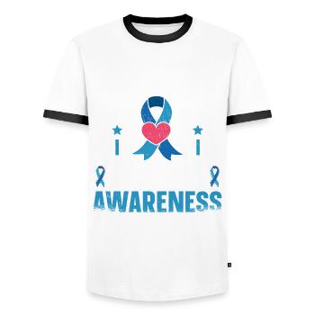 Diabétique Je porte du bleu pour la sensibilisation au diabète - T-shirt contrasté Homme - blanc/noir - Devant - AI Model Female 172 light (172cm) & AI Model Male 178 dark (178cm)