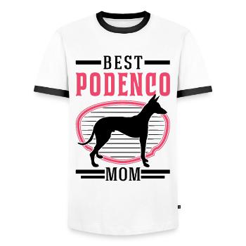 Best Podenco Mom Podenco Canario - Men's Ringer Shirt - white/black - Front - AI Model Female 172 light (172cm) & AI Model Male 178 dark (178cm)