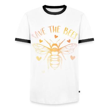 Save the bees - Men's Ringer Shirt - white/black - Front - AI Model Female 172 light (172cm) & AI Model Male 178 dark (178cm)