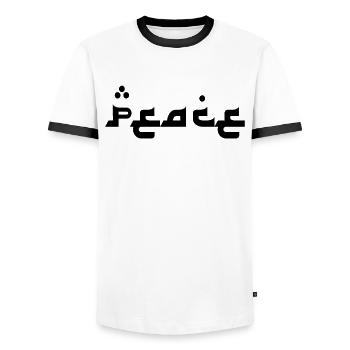 Peace - Men's Ringer Shirt - white/black - Front - AI Model Female 172 light (172cm) & AI Model Male 178 dark (178cm)