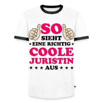 Juristin Jura Lustiger Spruch Jura Beruf Geschenk - Männer Kontrast-T-Shirt - Weiß/Schwarz - Vorne - AI Model Female 172 light (172cm) & AI Model Male 178 dark (178cm)