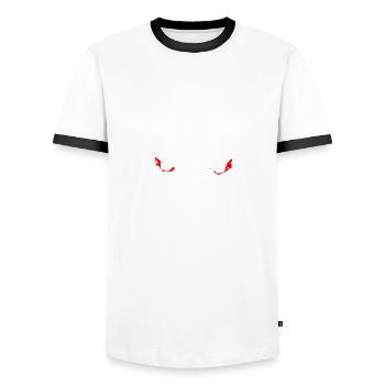 Kabuki Samurai Masque d’arts martiaux japonais - T-shirt contrasté Homme - blanc/noir - Devant - AI Model Female 172 light (172cm) & AI Model Male 178 dark (178cm)