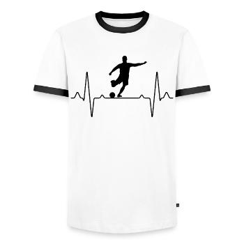 Footballeur de football Heartbeat - T-shirt contrasté Homme - blanc/noir - Devant - AI Model Female 172 light (172cm) & AI Model Male 178 dark (178cm)