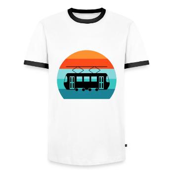 Tram Driver Tram Light Rail Tram - Men's Ringer Shirt - white/black - Front - AI Model Female 172 light (172cm) & AI Model Male 178 dark (178cm)