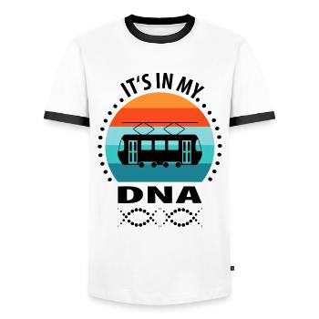 Tram Driver Tram Light Rail Tram - Men's Ringer Shirt - white/black - Front - AI Model Female 172 light (172cm) & AI Model Male 178 dark (178cm)
