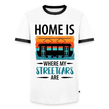 Tram Driver Tram Light Rail Tram - Men's Ringer Shirt - white/black - Front - AI Model Female 172 light (172cm) & AI Model Male 178 dark (178cm)