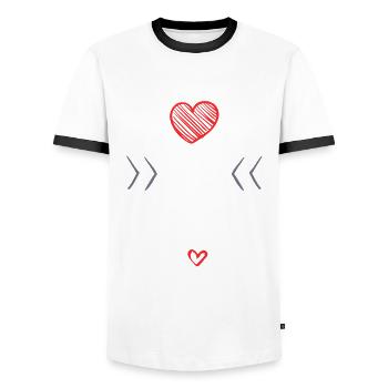 J’aime ma famille - T-shirt contrasté Homme - blanc/noir - Devant - AI Model Female 172 light (172cm) & AI Model Male 178 dark (178cm)