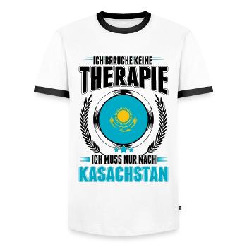 Kasachstan Urlaub Therapie Kasache Astana Reise - Männer Kontrast-T-Shirt - Weiß/Schwarz - Vorne - AI Model Female 172 light (172cm) & AI Model Male 178 dark (178cm)