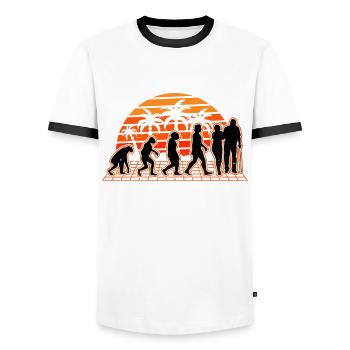 Elderly Care Evolution Sunset Senior Caregiver - Men's Ringer Shirt - white/black - Front - AI Model Female 172 light (172cm) & AI Model Male 178 dark (178cm)