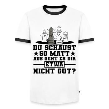 Du Schaust So Matt Aus Geht Es Dir Etwa Nicht Gut - Männer Kontrast-T-Shirt - Weiß/Schwarz - Vorne - AI Model Female 172 light (172cm) & AI Model Male 178 dark (178cm)