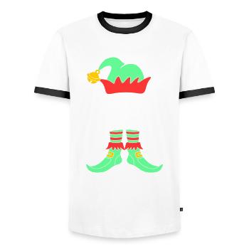 The Teacher Elf Lehrer Ugly Christmas Design - Men's Ringer Shirt - white/black - Front - AI Model Female 172 light (172cm) & AI Model Male 178 dark (178cm)